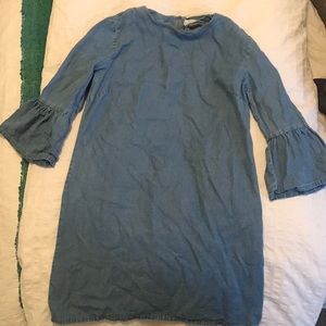 Denim/chambray bell sleeve dress